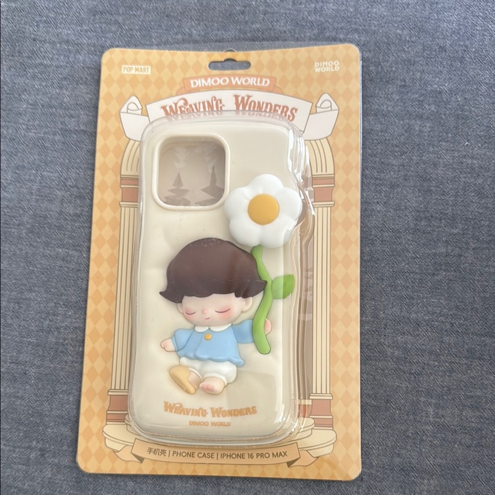 Popmart Dimoo 16Apple Pro Max Phone Case - Cream with Cute Character